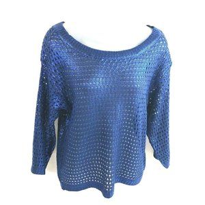 Love Always Shimmery Open Knit Pullover Top Medium